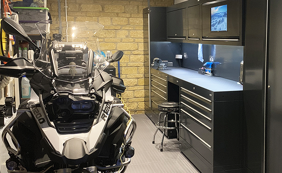Dura workshop cabinets for BMW motorcycle owner